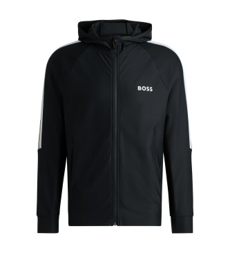 BOSS Hooded sweatshirt x MATTEO BERRETTINI met capuchon en ritssluiting regular fit met zwart gestreept merk artwork