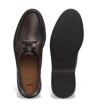 BOSS Sienne Boat Schuhe aus Leder in dunkelbraun