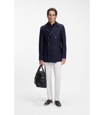 BOSS Mocassini in pelle Sienne Loaf blu navy