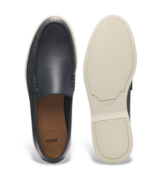 BOSS Navy Sienne Leren Mocassins