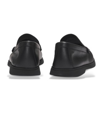 BOSS Loafers i svart lder med svart logodetalj