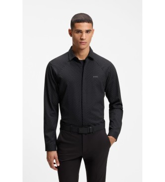 BOSS Chemise � coupe r�guli�re en piqu� noir