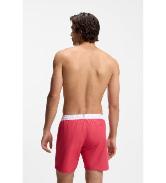 BOSS Maillot de bain de type short avec logo et passepoil contrast� rouge