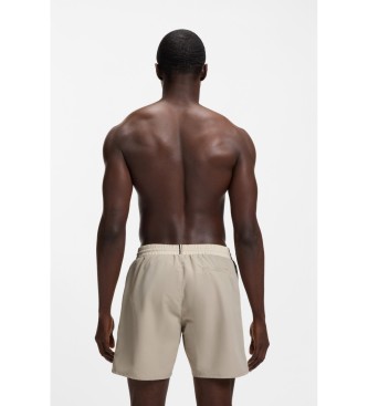 BOSS Logo Swimsuit with Contrast Trim beige