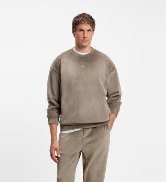 BOSS Geripptes Sweatshirt in Braun
