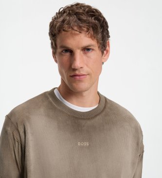 BOSS Geripptes Sweatshirt in Braun