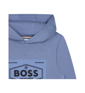 BOSS Camisola com capuz azul-cinzenta