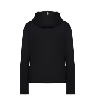 BOSS Hooded sweatshirt met rits in zwarte gabardine stof