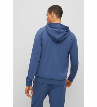BOSS Felpa homewear con zip e cappuccio blu
