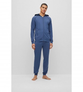 BOSS Felpa homewear con zip e cappuccio blu