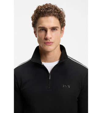 BOSS Camisola com fecho de correr com pormenores pretos em contraste
