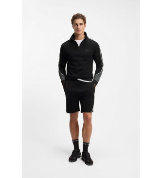 BOSS Camisola com fecho de correr com pormenores pretos em contraste