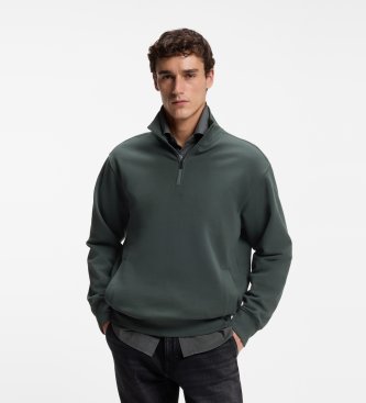 BOSS Grøn højhalset sweatshirt med lynlås