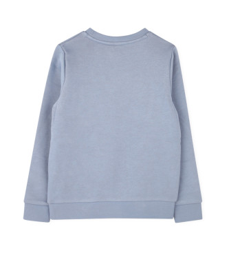 BOSS Blauw-grijs geborsteld fleece sweatshirt