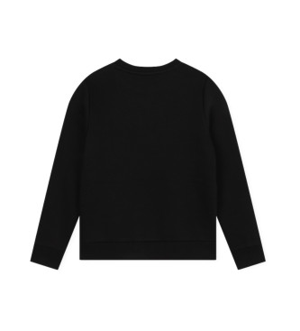 BOSS Geborsteld fleece sweatshirt zwart