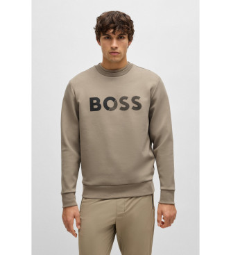 BOSS Salbo Tape Logo majica z logotipom rjave barve