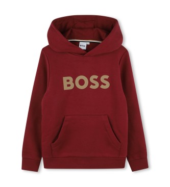 BOSS Bordo majica s kapuco