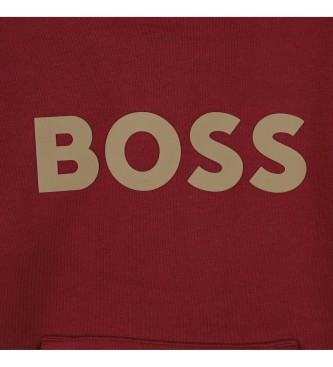 BOSS Bordo majica s kapuco