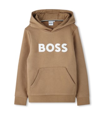 BOSS Brun sweatshirt med huva