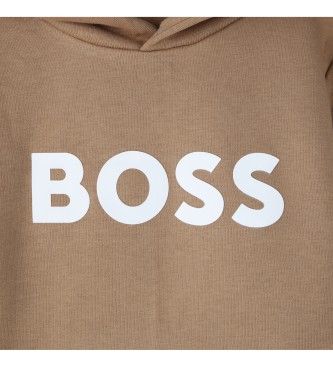 BOSS Brun sweatshirt med huva