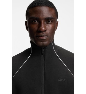 BOSS Sudadera de algod�n con ribetes en contraste negro