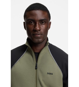 BOSS Baumwollsweatshirt mit gr�ner Kontrastpaspel