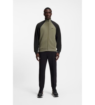 BOSS Baumwollsweatshirt mit gr�ner Kontrastpaspel