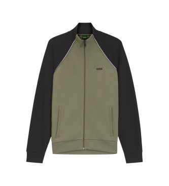 BOSS Baumwollsweatshirt mit gr�ner Kontrastpaspel