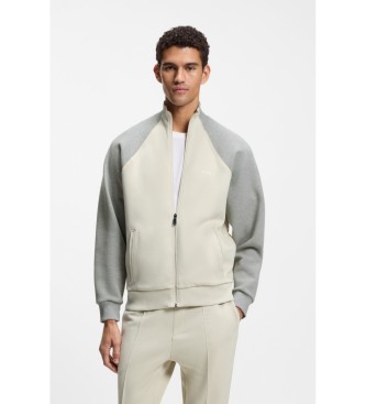 BOSS Baumwollsweatshirt mit beiger Kontrastpaspel