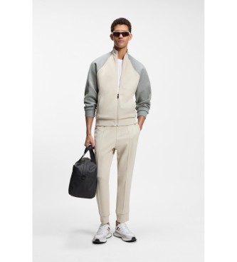 BOSS Baumwollsweatshirt mit beiger Kontrastpaspel