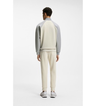 BOSS Baumwollsweatshirt mit beiger Kontrastpaspel