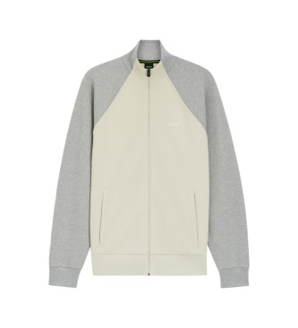 BOSS Baumwollsweatshirt mit beiger Kontrastpaspel