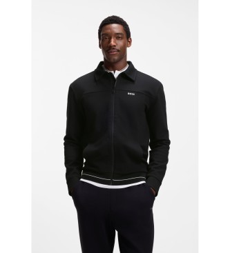 BOSS Sweatshirt i bomull med broderad logotyp svart