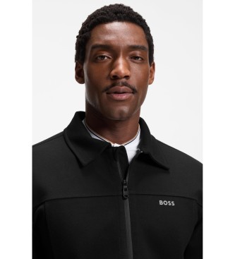 BOSS Sweatshirt i bomull med broderad logotyp svart