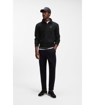 BOSS Sweatshirt i bomull med broderad logotyp svart