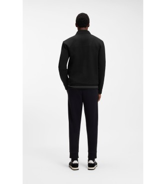 BOSS Sweatshirt i bomull med broderad logotyp svart