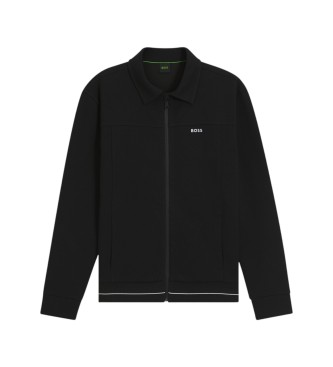 BOSS Sweatshirt i bomull med broderad logotyp svart