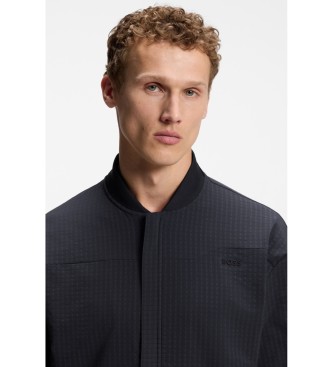 BOSS Sudadera con estructura de rejilla y cremalleras enmarcadas marino
