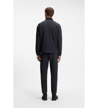 BOSS Sudadera con estructura de rejilla y cremalleras enmarcadas marino