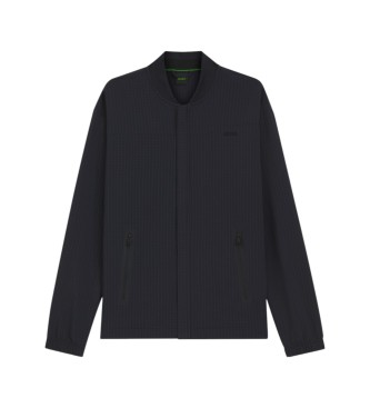 BOSS Sudadera con estructura de rejilla y cremalleras enmarcadas marino