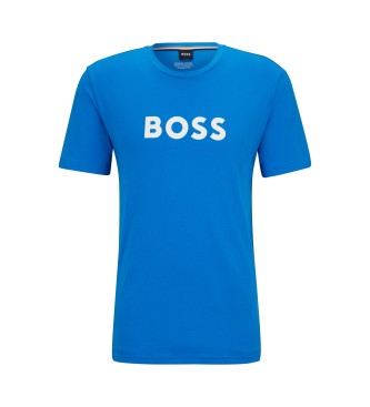 BOSS T-shirt med kontrastlogo, bl