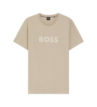 BOSS T-shirt em malha de algod�o com impress�o do log�tipo em bege