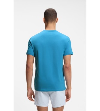 BOSS T-shirt em camisola de algod�o com impress�o do log�tipo em turquesa