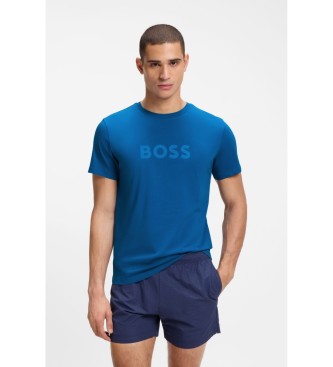 BOSS T-shirt em camisola de algod�o com impress�o do log�tipo em azul