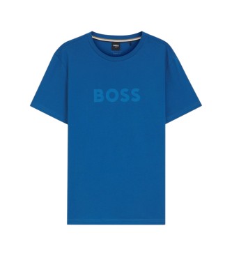 BOSS T-shirt em camisola de algod�o com impress�o do log�tipo em azul