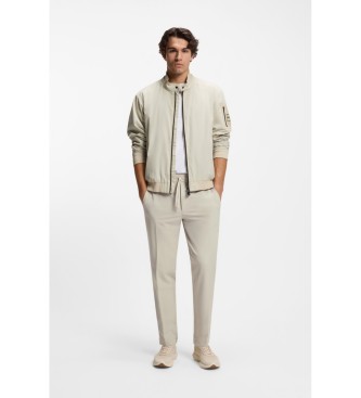 BOSS Beige Tapered Fit Trousers