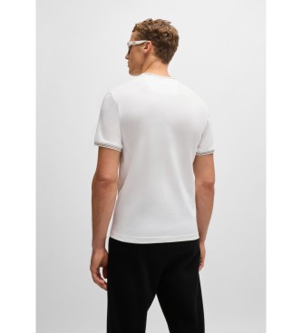 BOSS Stretch cotton T-shirt with white stripes and logo