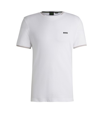 BOSS Stretch cotton T-shirt with white stripes and logo