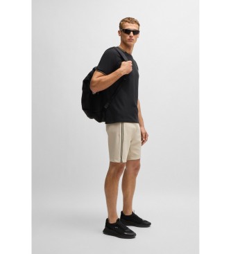 BOSS Stretch-Baumwoll-T-Shirt mit Streifen und schwarzem Logo