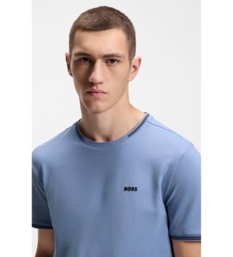 BOSS Stretch-Baumwoll-T-Shirt mit Streifen und blauem Logo